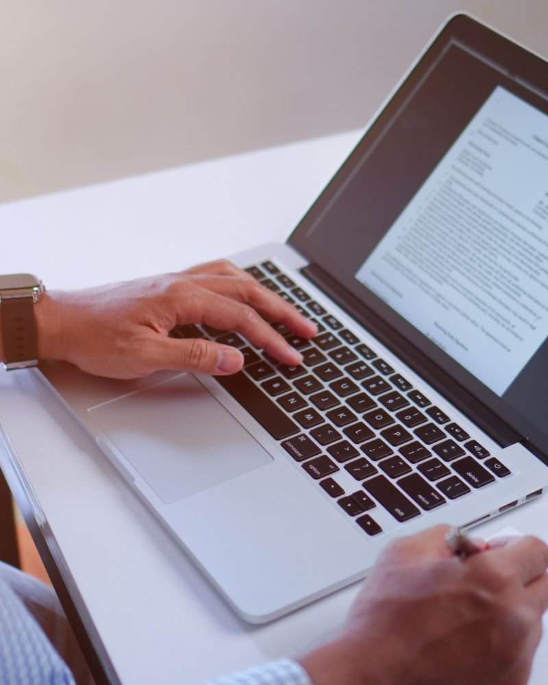 content writing in laptop