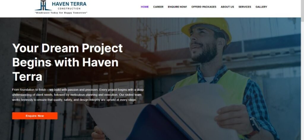 Business Website Development for Haven Terra Construction in Chennai