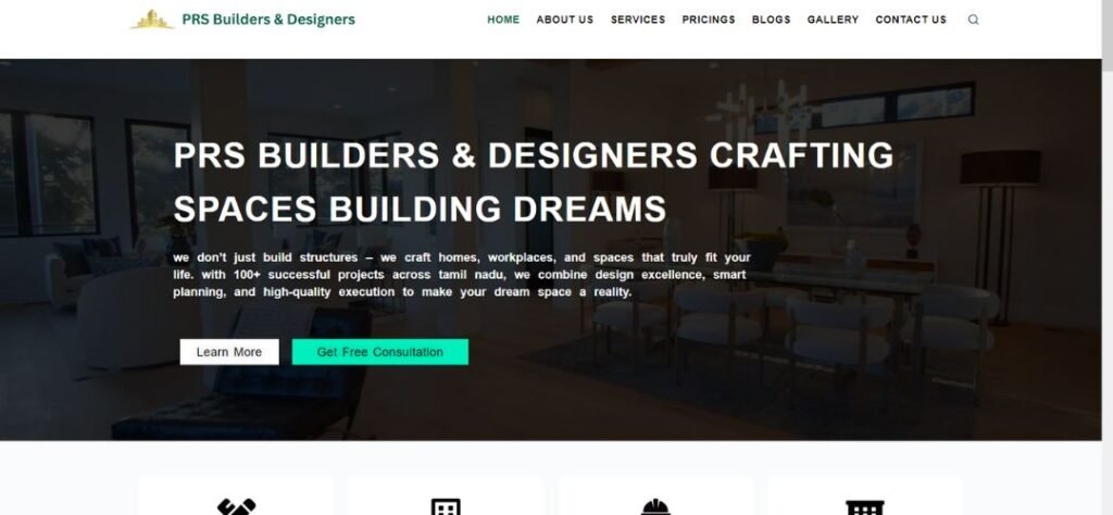Professional Business Website for PRS Builders & Designers | Coimbatore & Erode