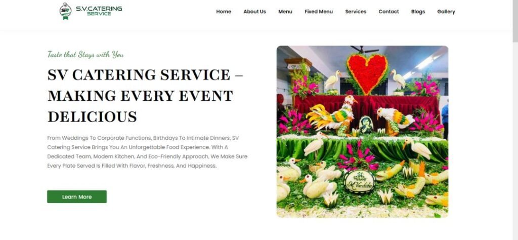 Professional Catering Service Website for SV Catering Service | Sulur & Coimbatore