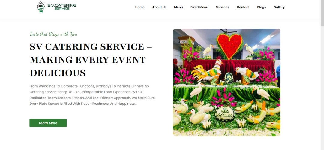 Professional Catering Service Website for SV Catering Service | Sulur & Coimbatore
