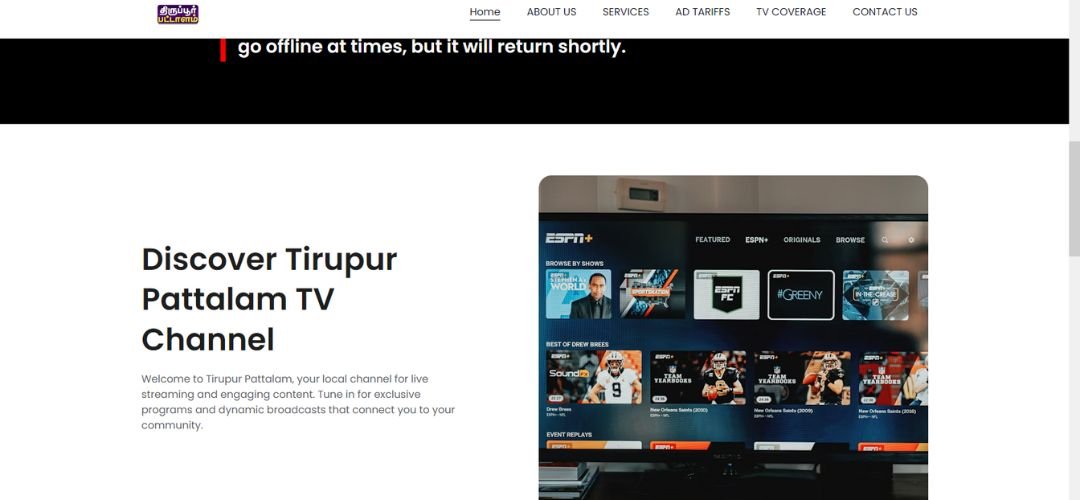 Professional TV & Media Website for Tirupur Pattalam | Online Broadcasting