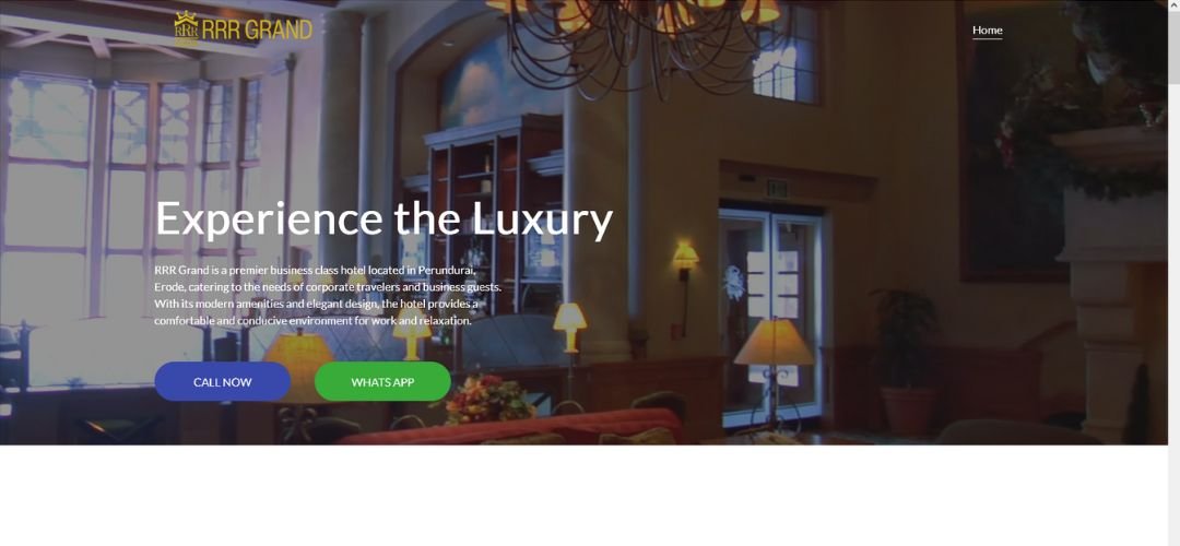 Single Page Hotel & Restaurant Website for RRR Grand | Erode