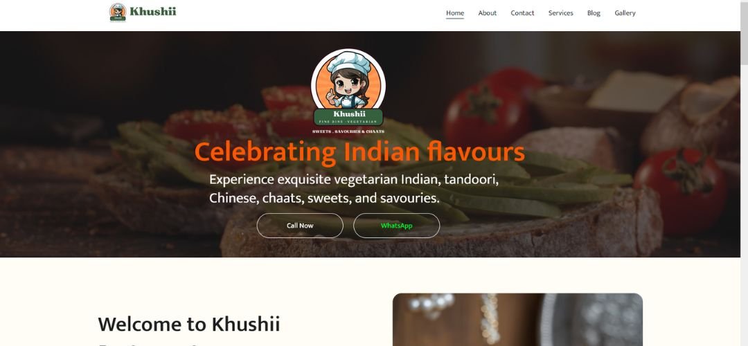 Sweet Shop & Restaurant Website for Khushii Kitchens | Erode