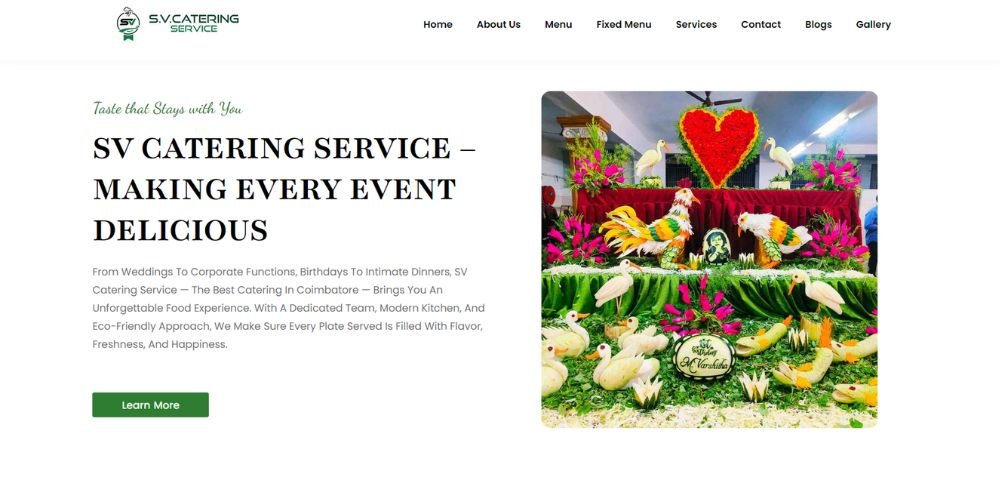 SV Catering Website Design Case Study